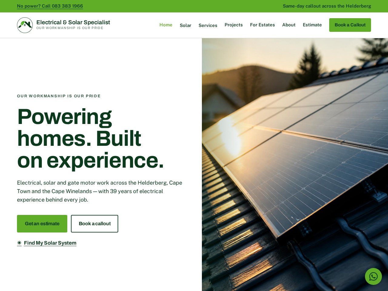 Electrical and Solar Specialist website by LaunchDesk Digital