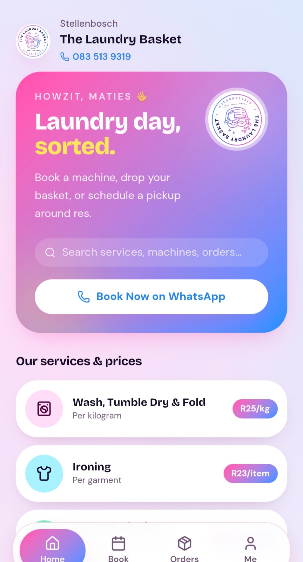 Laundry Basket laundry service website by LaunchDesk Digital